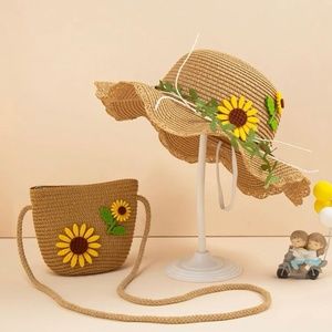 Girls Sunflower Sun Hat and Hand Bag Set